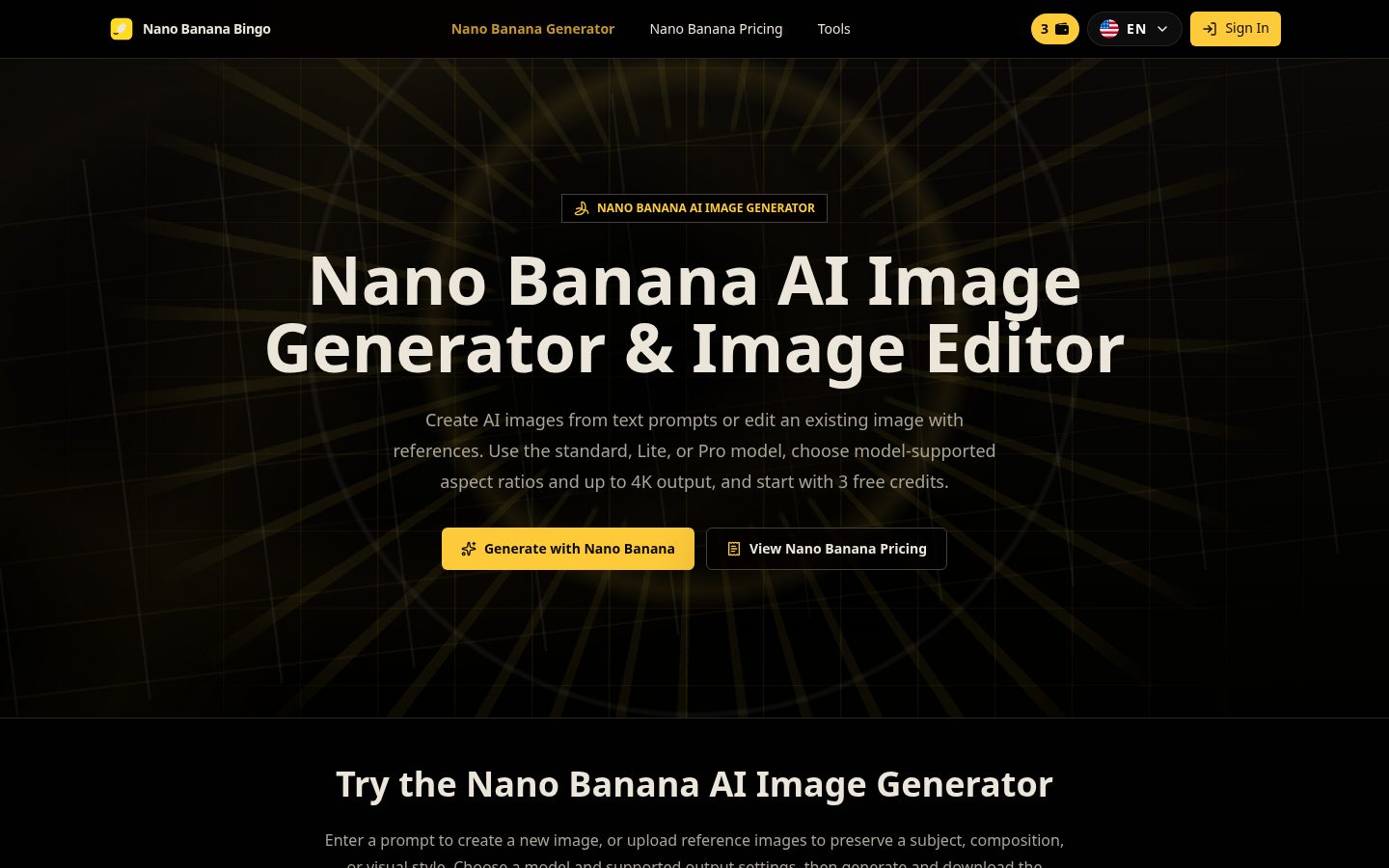 Nano Banana 2 Image Generator Homepage