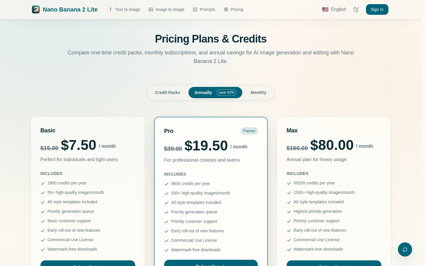 Nano Banana 2 Lite Pricing
