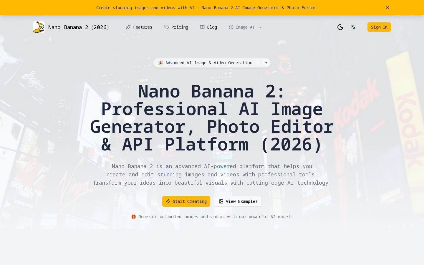 Nano Banana 20 Homepage