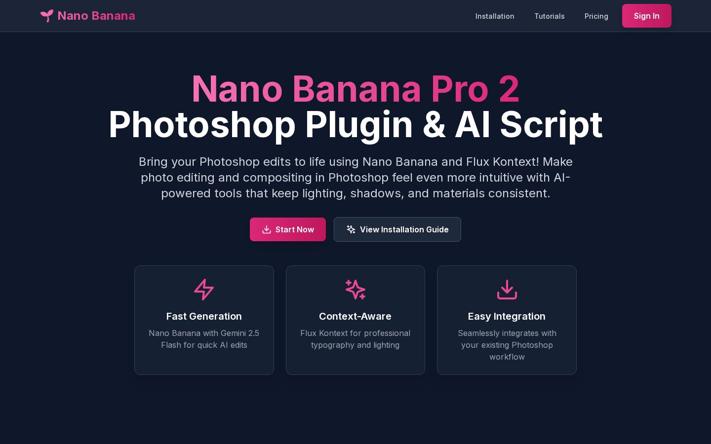 Nano Banana Photoshop Script Homepage