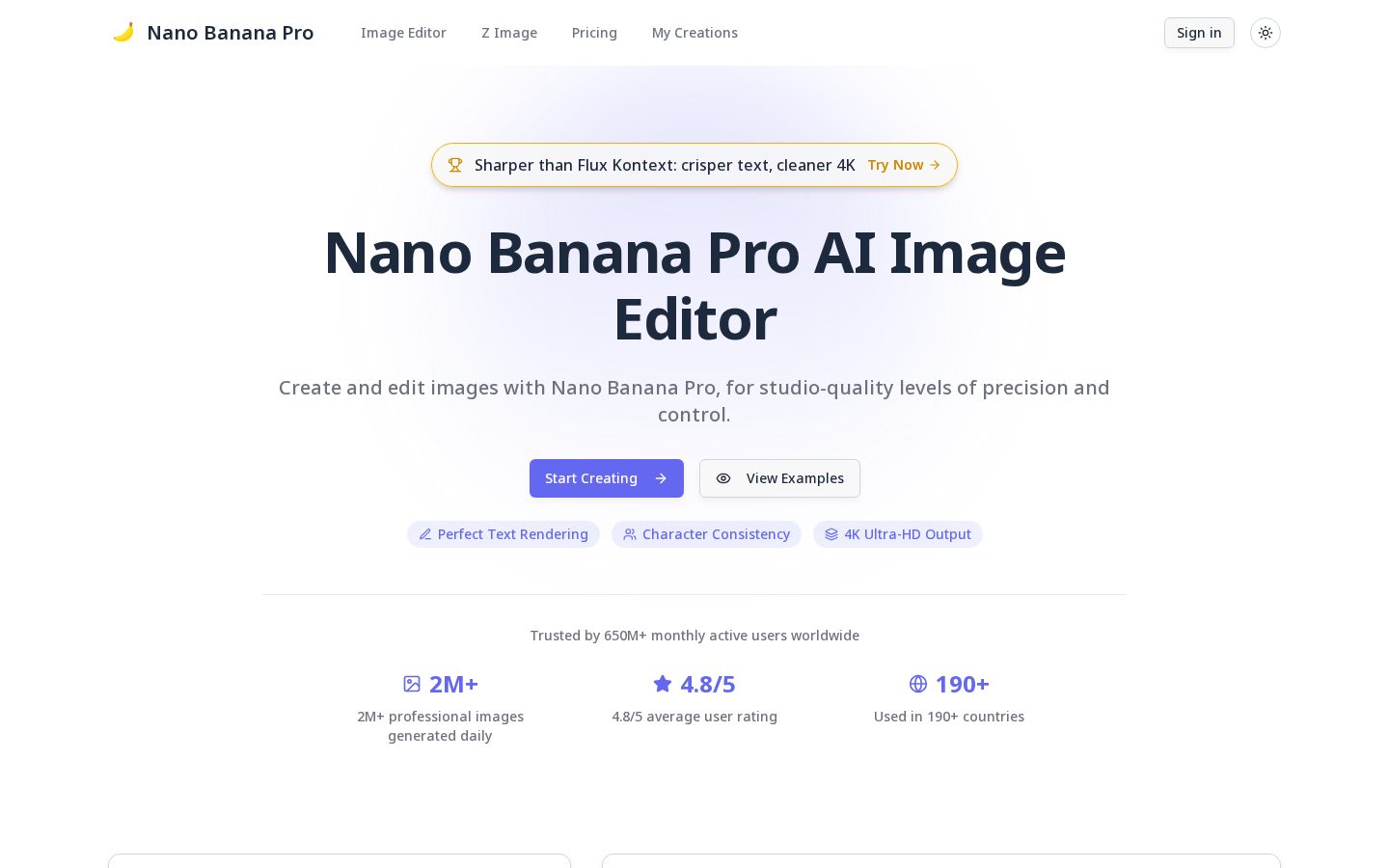 Nano Banana Pro - AI Image Editor Homepage