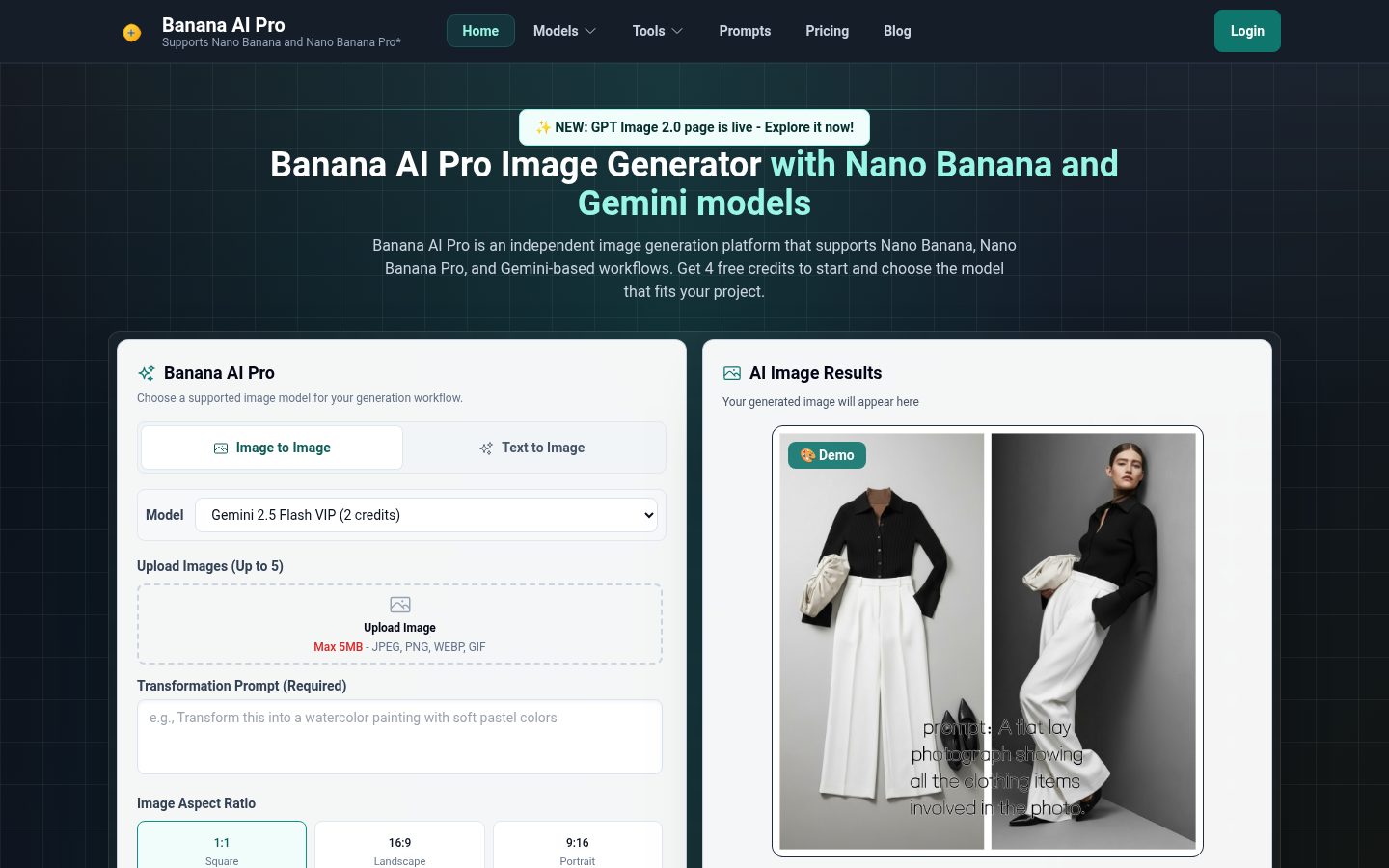 Nano Banana Pro AI Image Generator Homepage