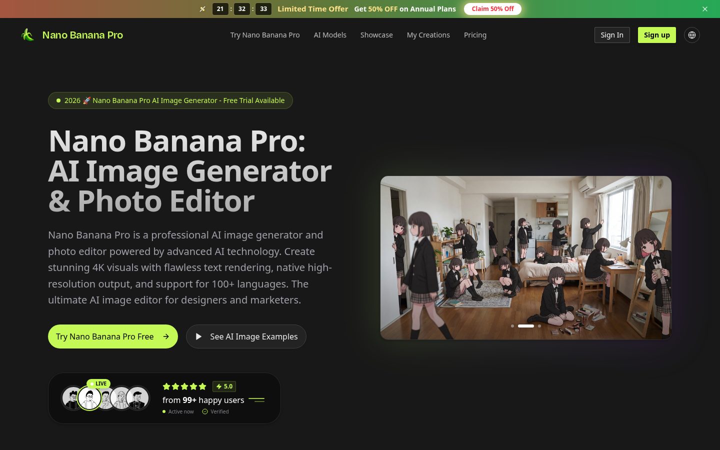 Nano Banana Pro Gemini 3 Pro Homepage