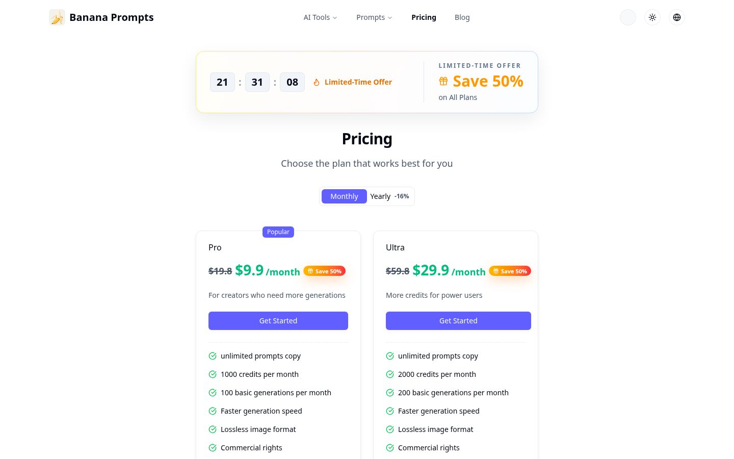 nano banana pro prompts Pricing