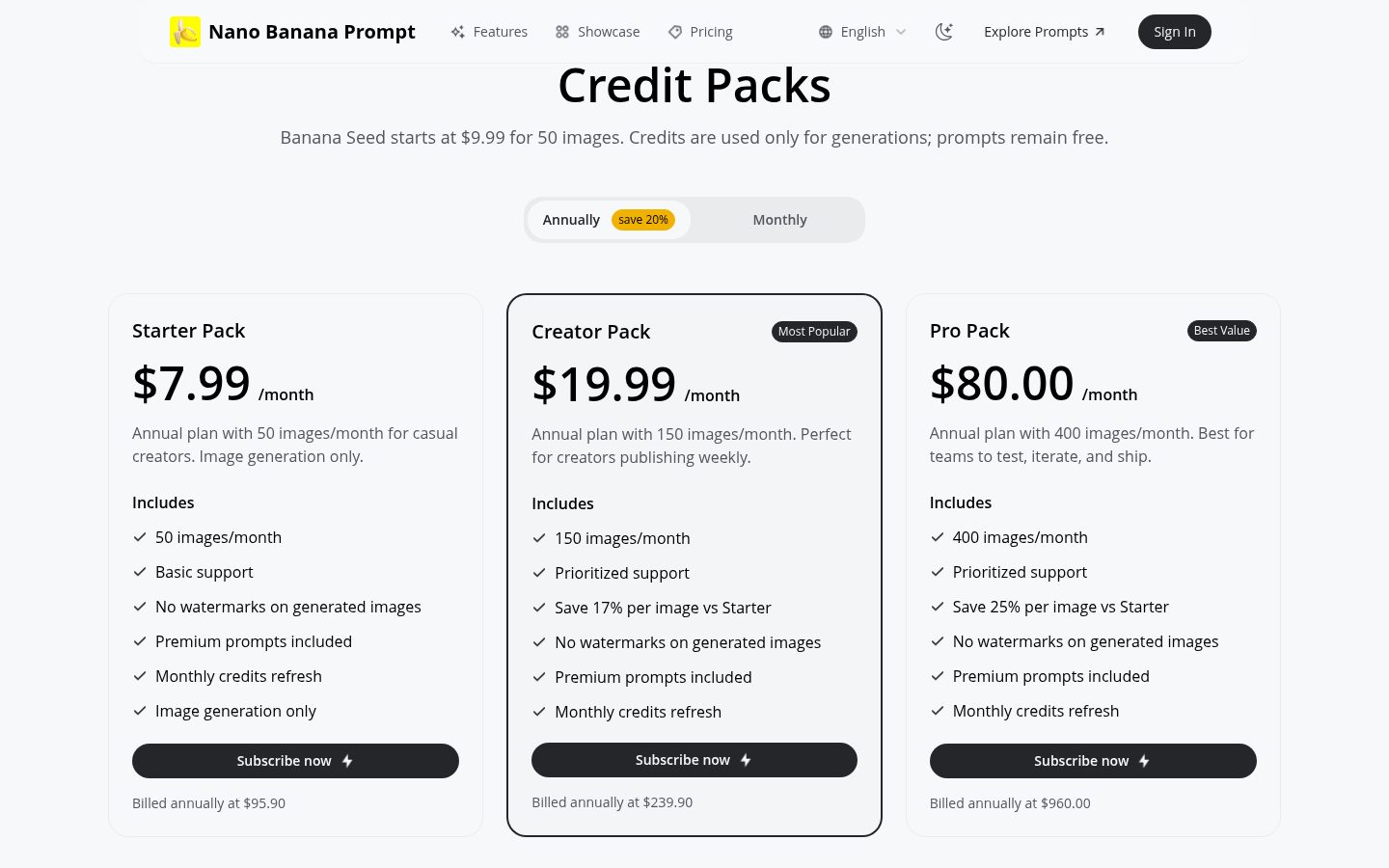 Nano Banana Prompt Pricing
