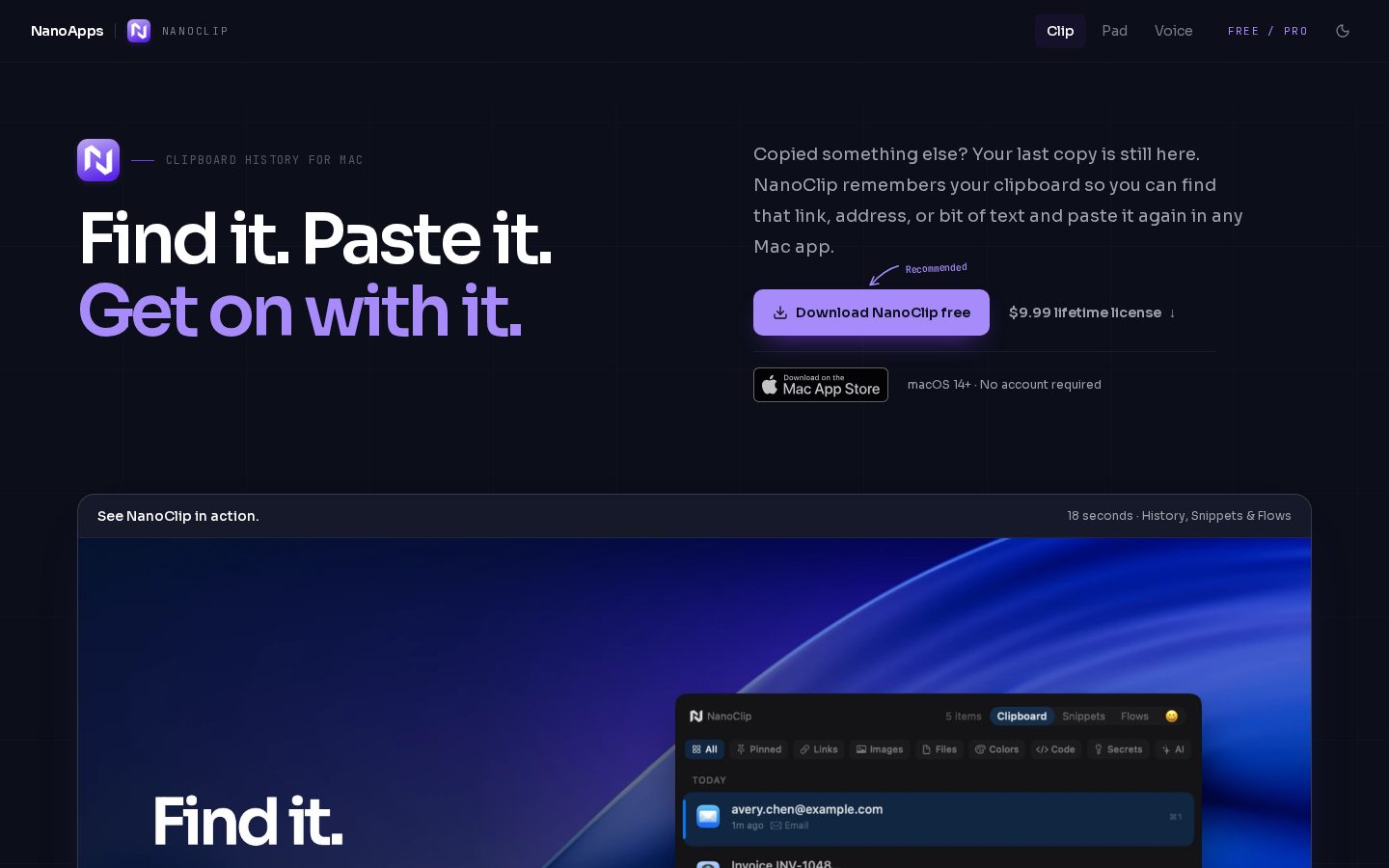 NanoClip Homepage