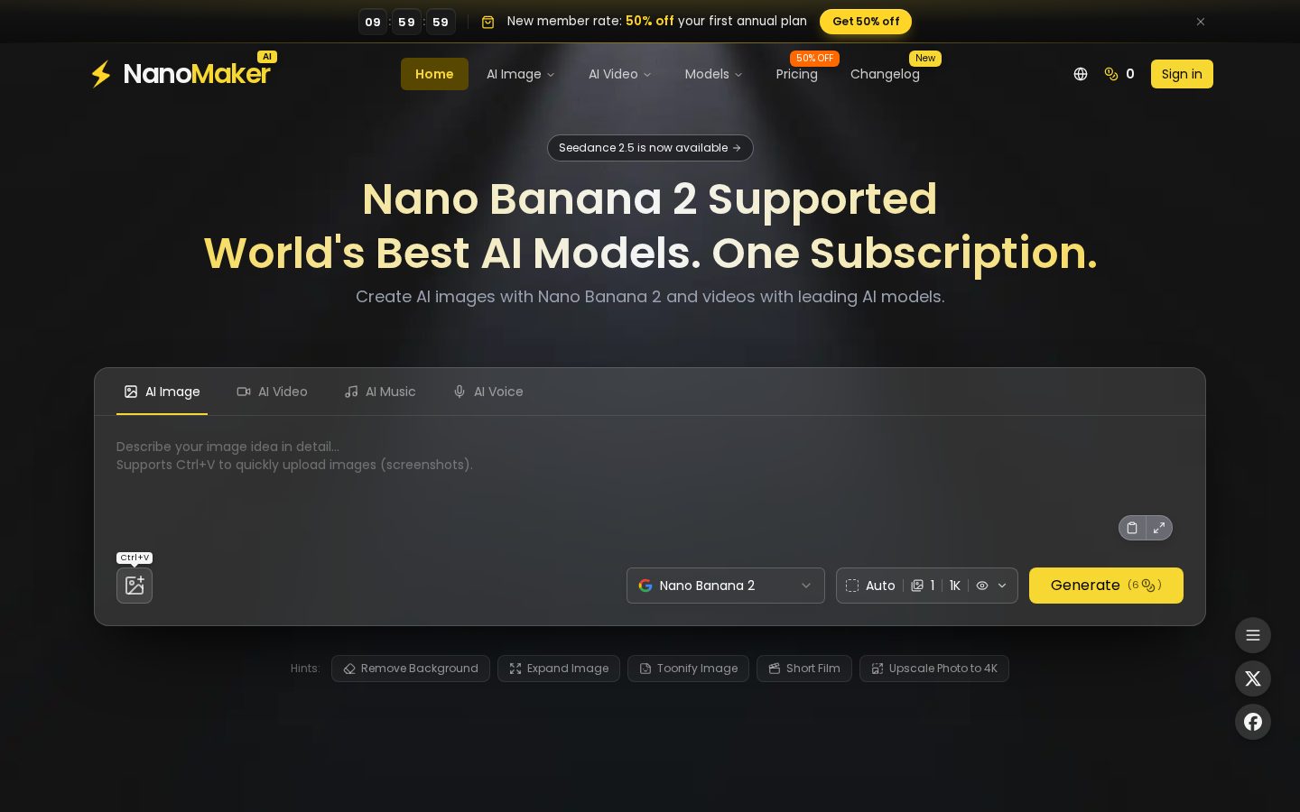 NanoMaker AI Homepage