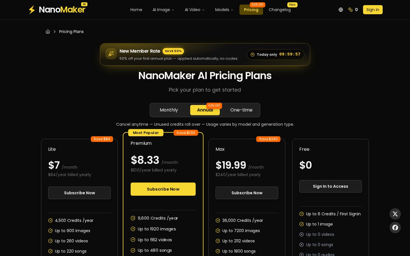 NanoMaker AI Pricing