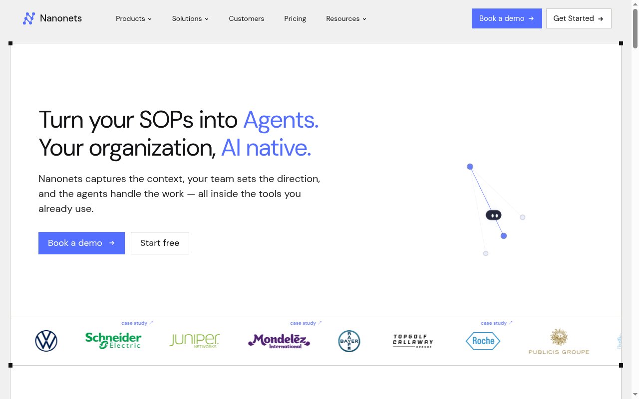 Nanonets homepage