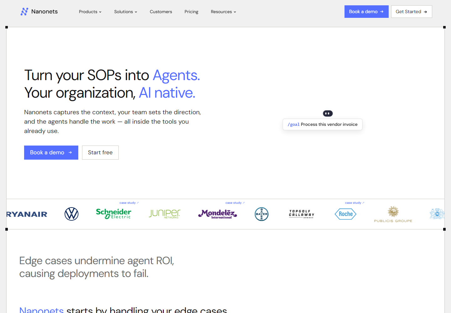 Nanonets homepage