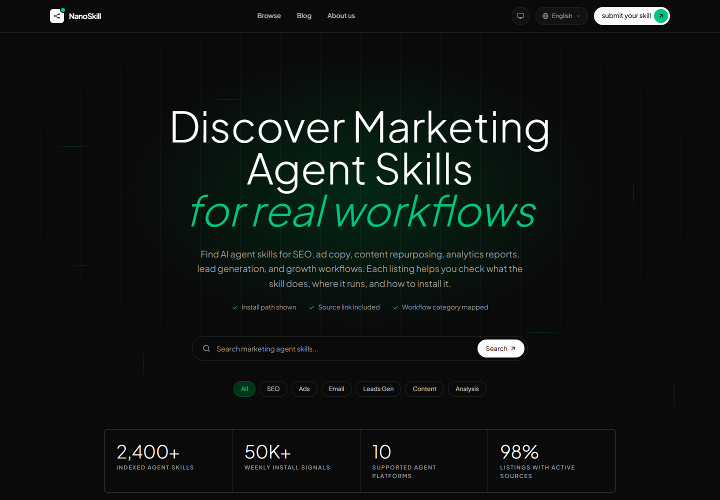 NanoSkill homepage