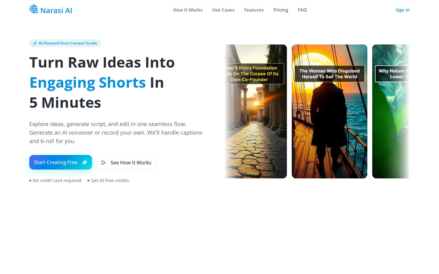 Narasi AI Homepage
