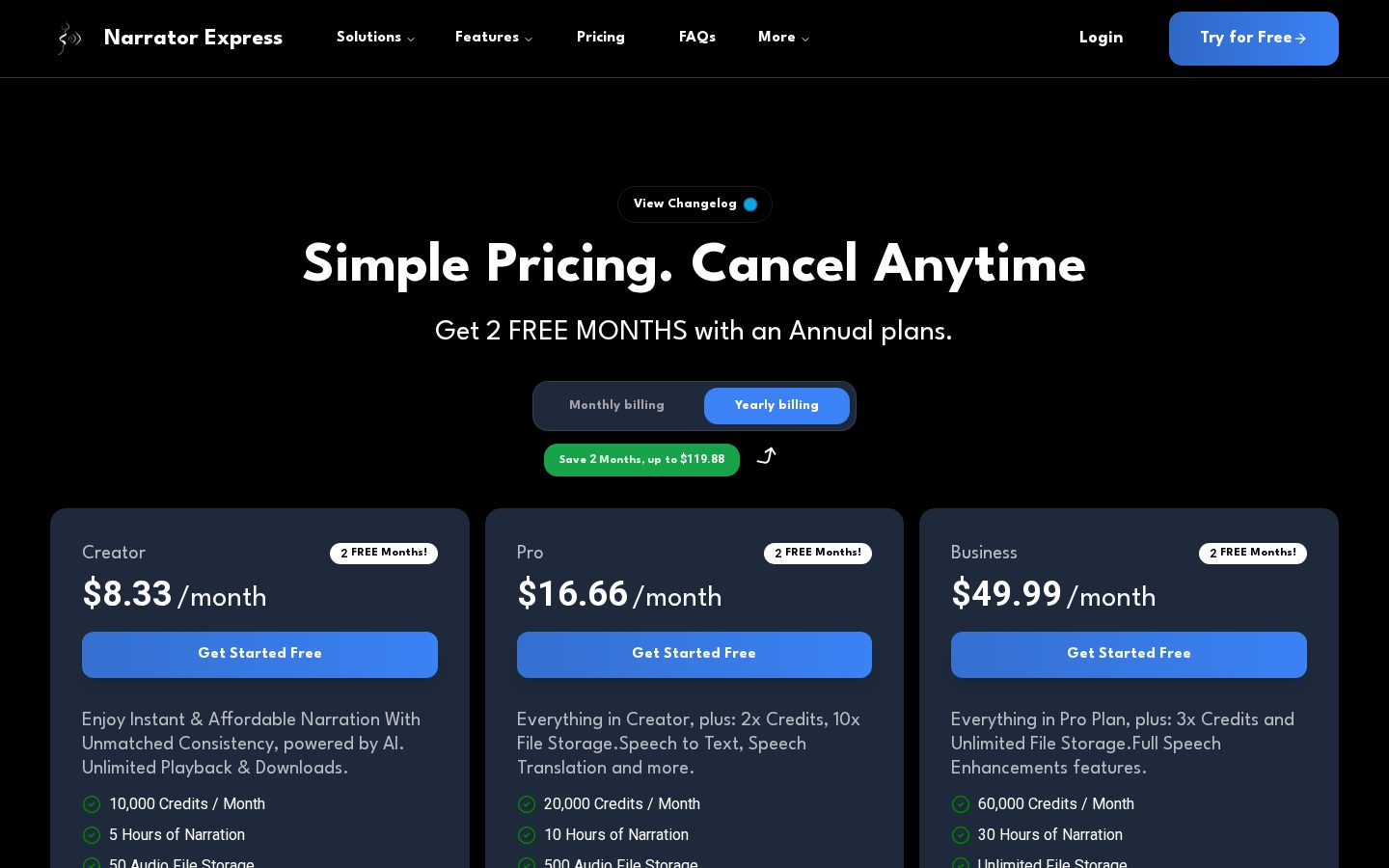Narrator Express Pricing