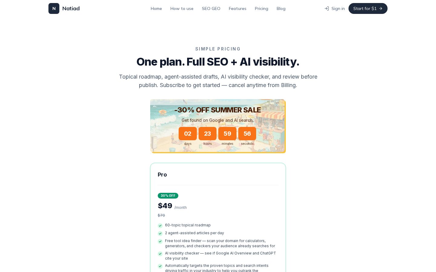 Natiad Pricing