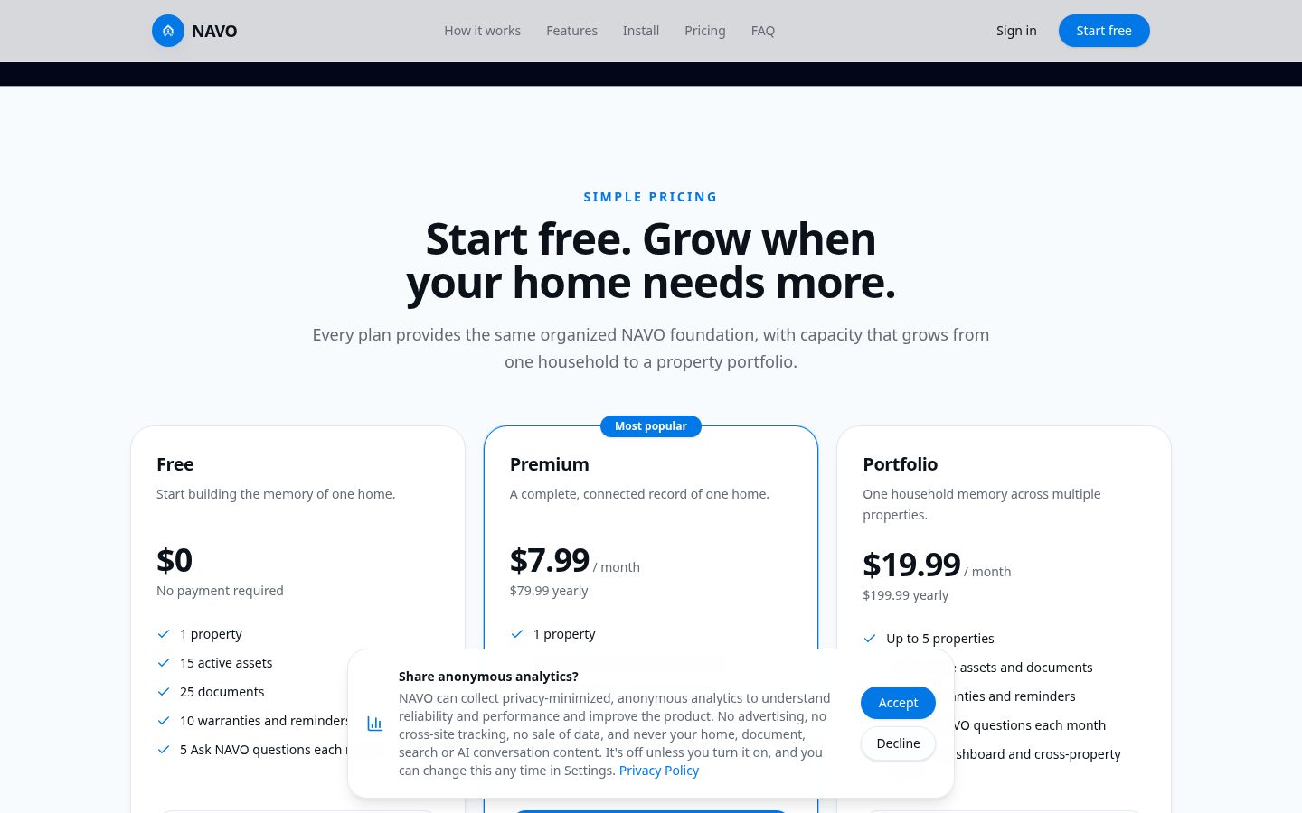 NAVO Pricing
