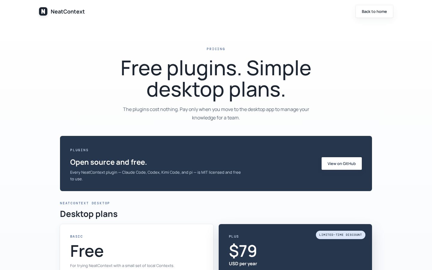 NeatContext Pricing