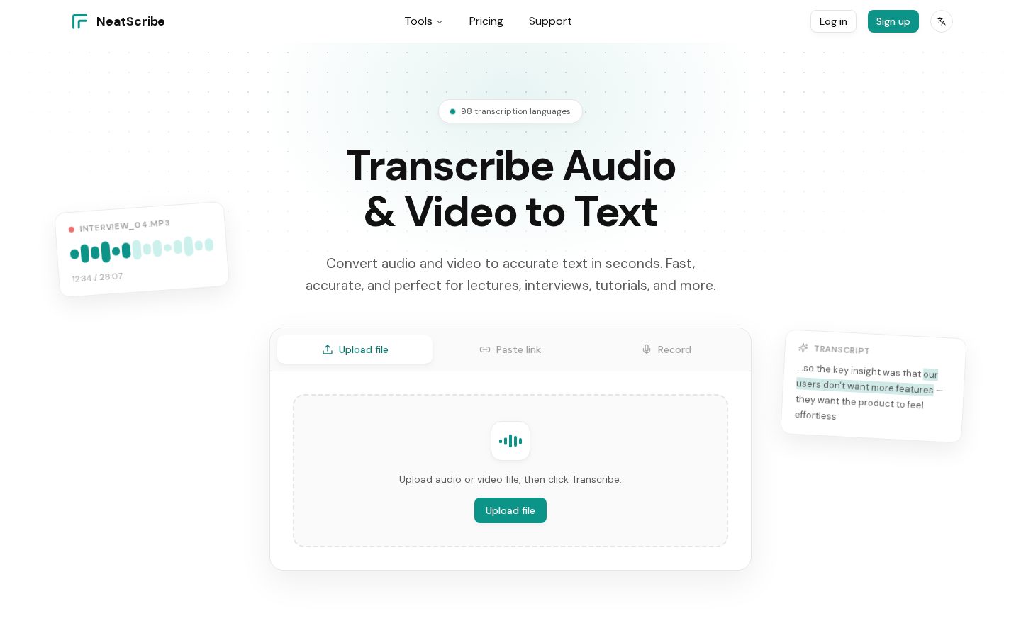 NeatScribe Homepage