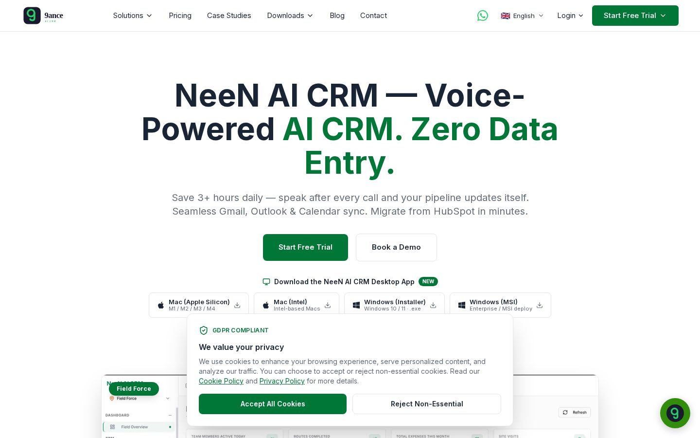 NeeN AI CRM Homepage