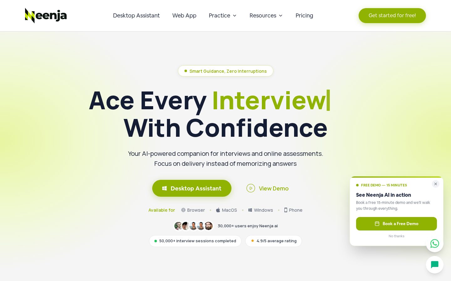 Neenja AI Homepage