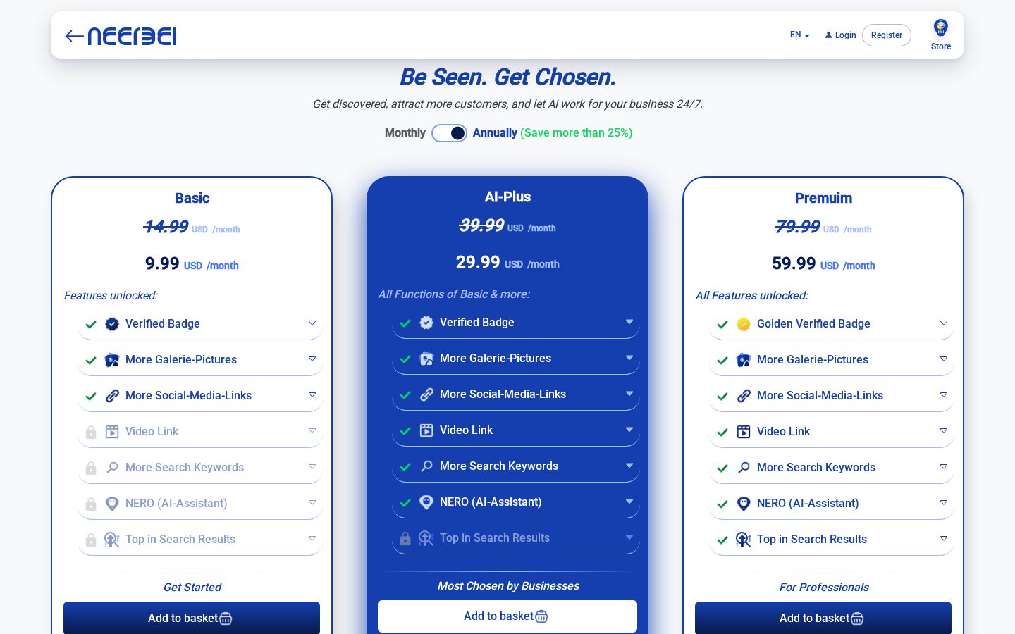 Neerbei Pricing
