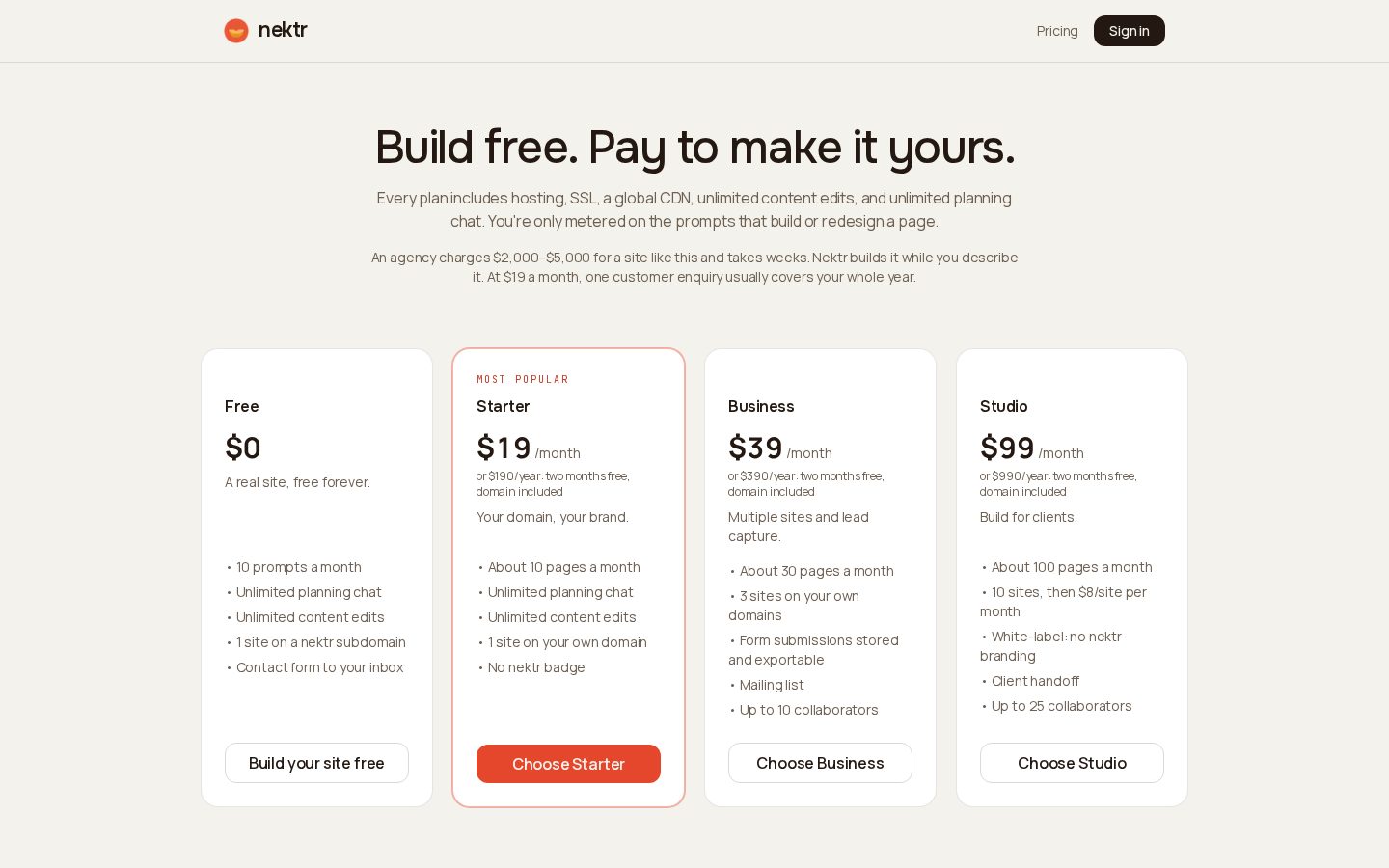 Nektr Pricing