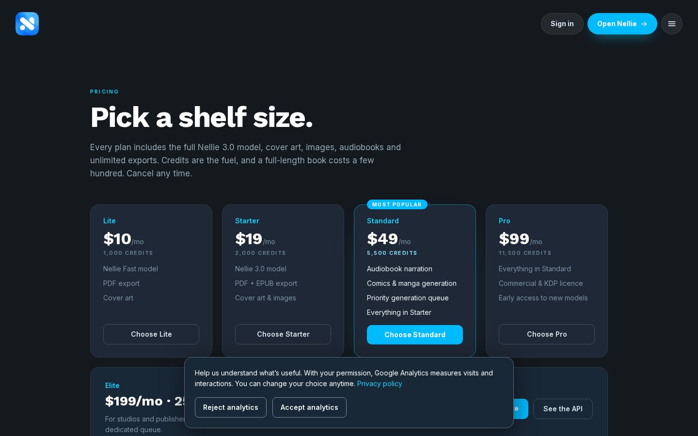 Nellie Pricing