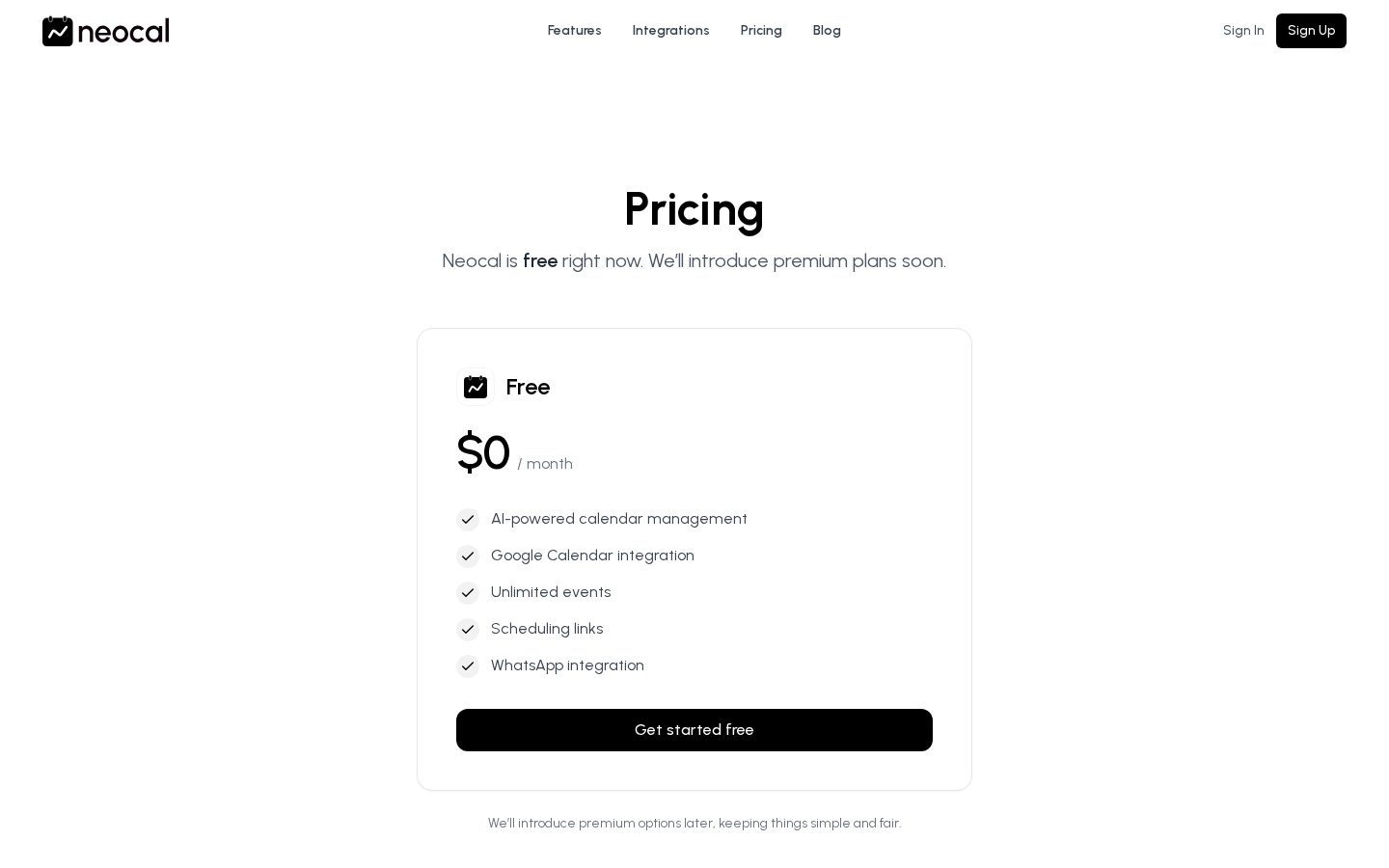 Neocal Pricing