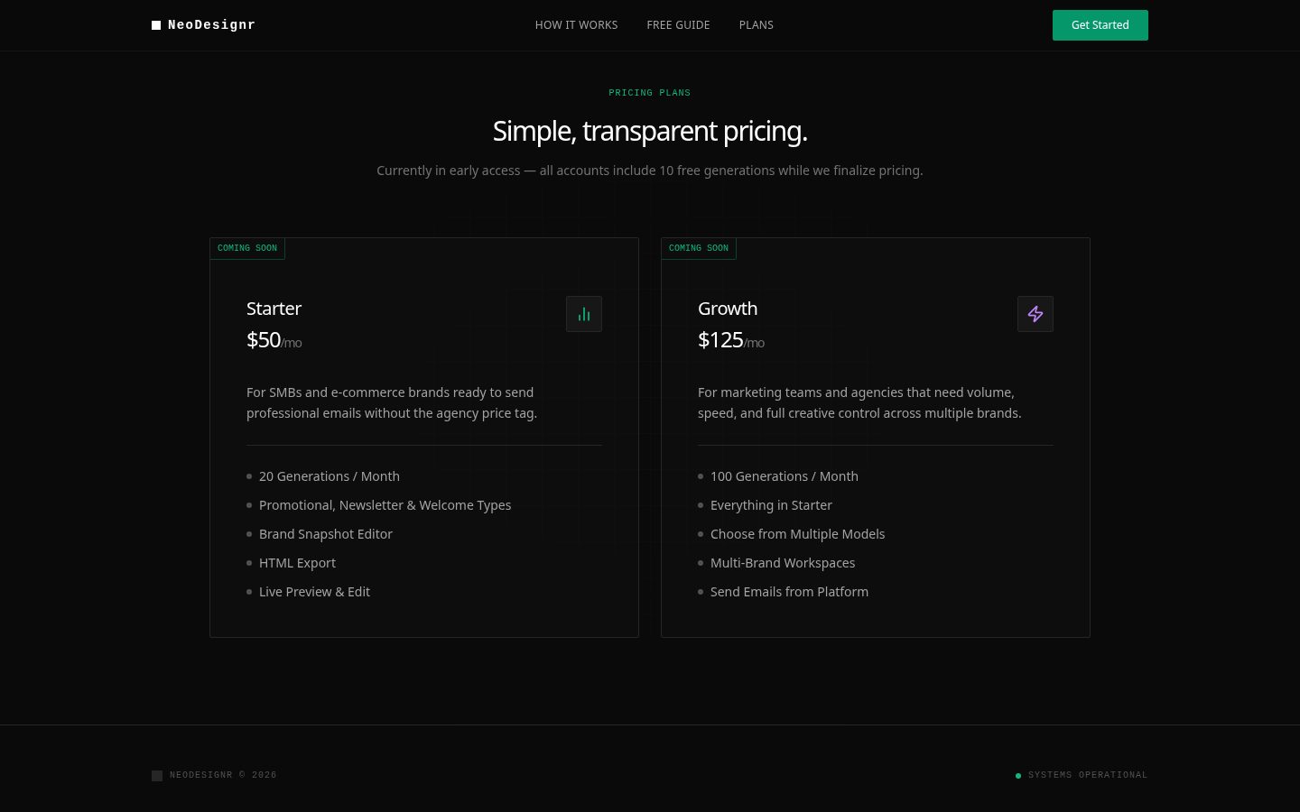 NeoDesignr Pricing