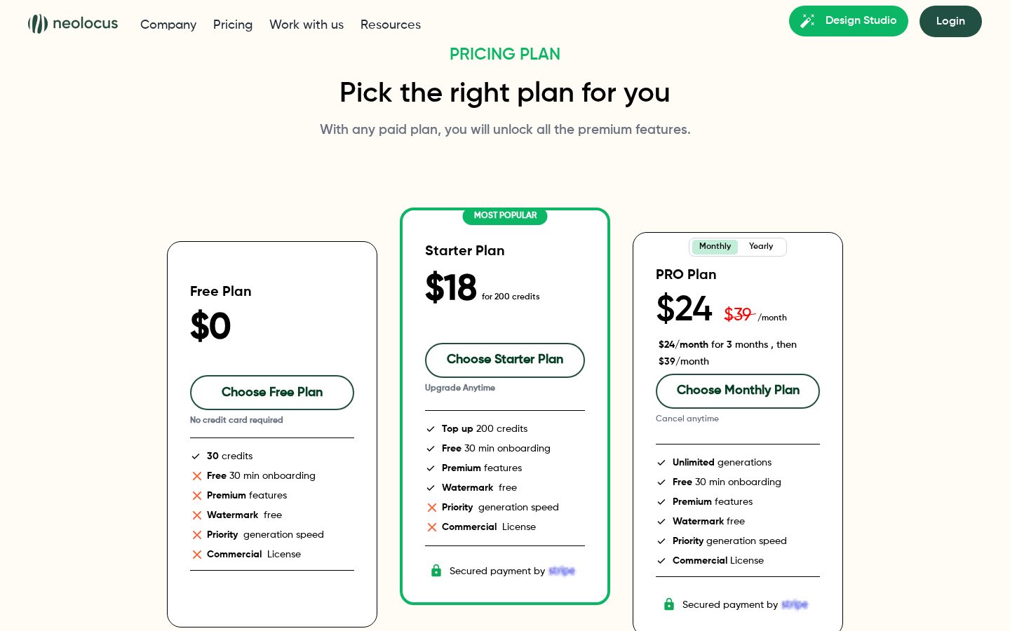 Neolocus AI Pricing