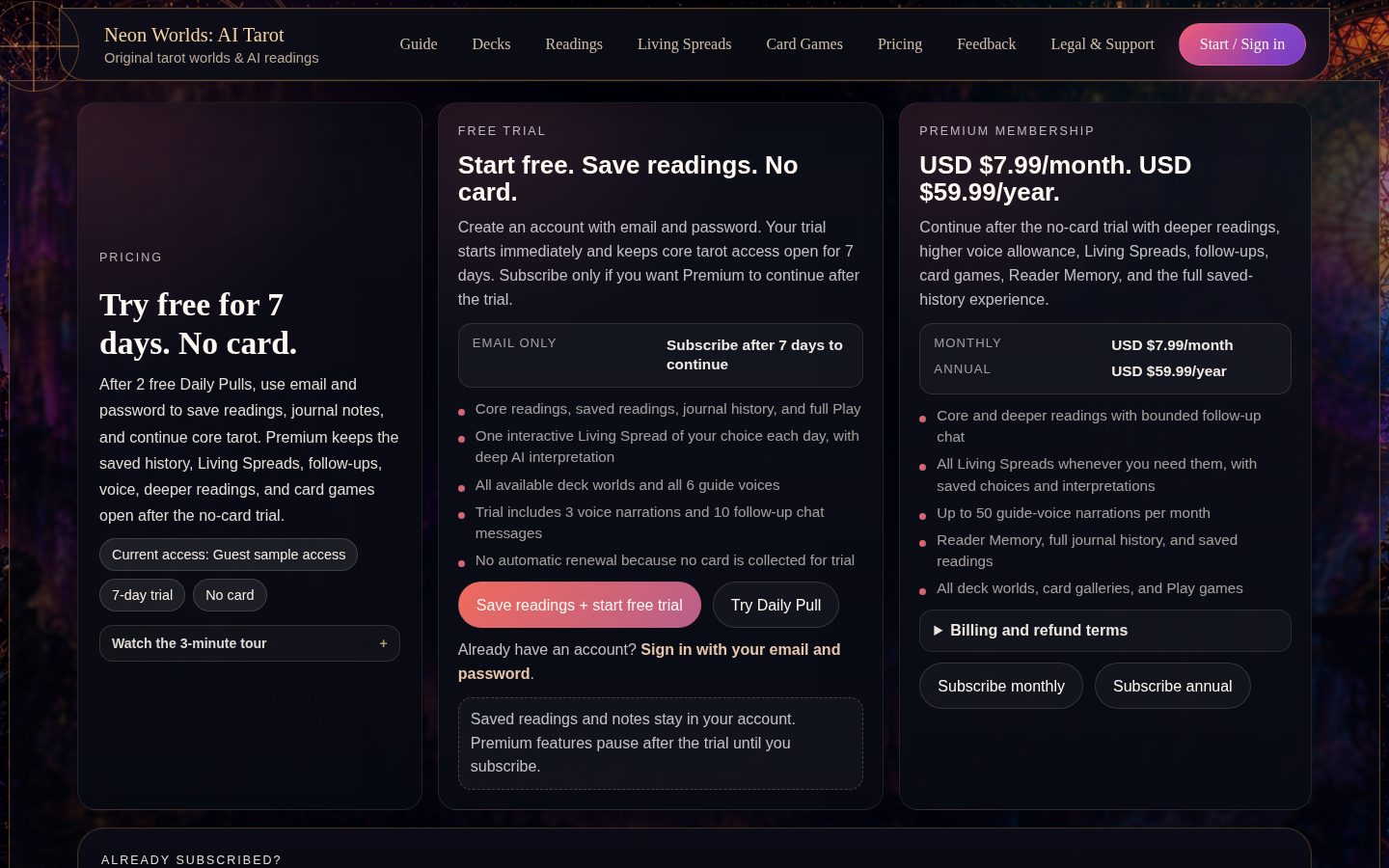 Neon Worlds Pricing
