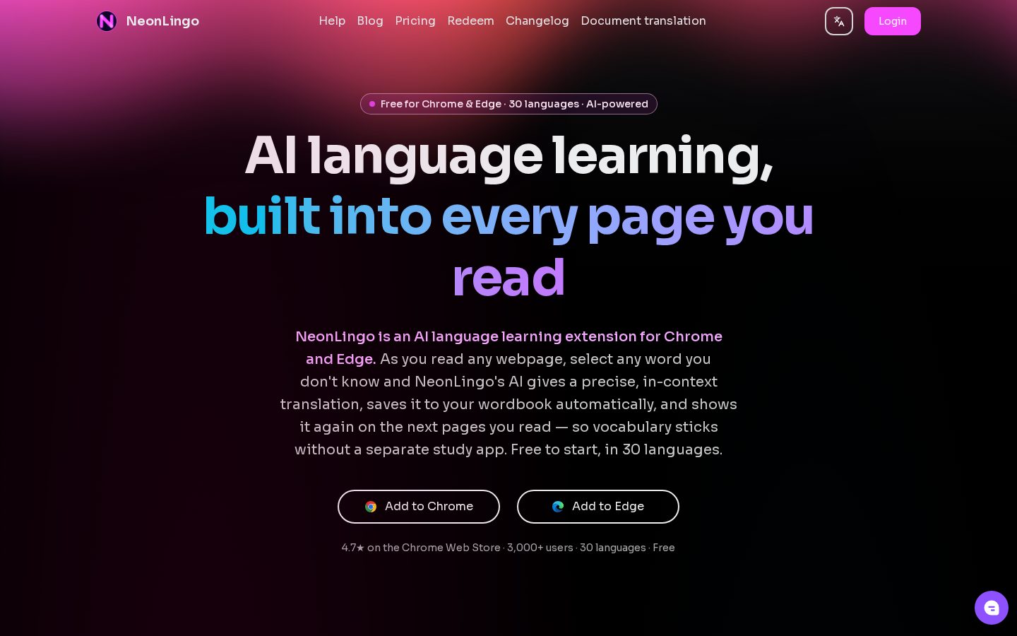 NeonLingo Homepage