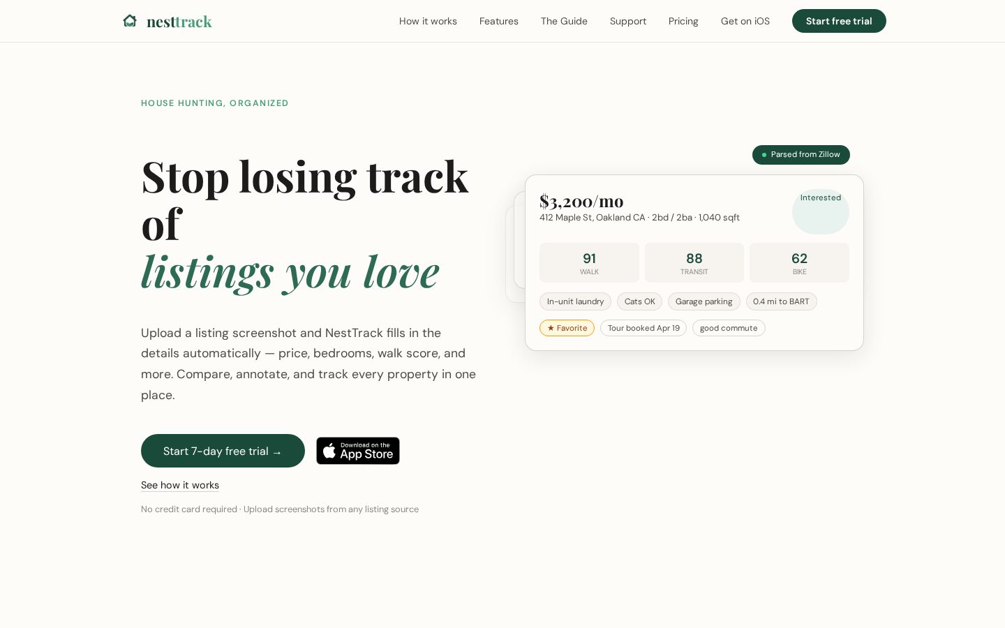 NestTrack Homepage