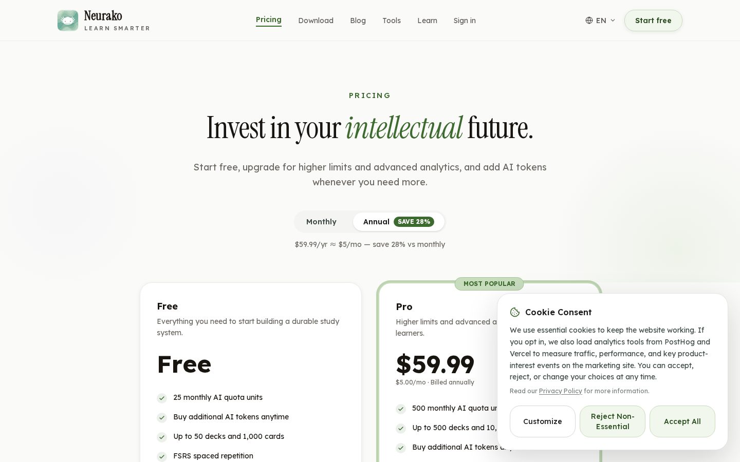 Neurako Pricing