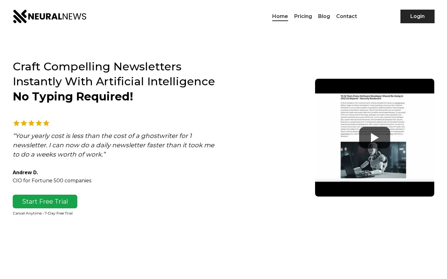 Neural Newsletters Homepage