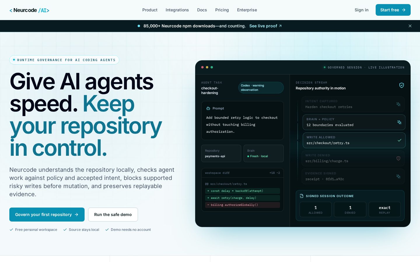 Neurcode AI Homepage