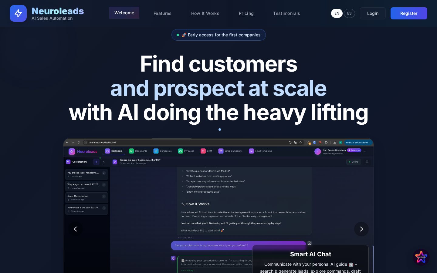 NeuroLeads Smarter Lead Generation with AI Homepage
