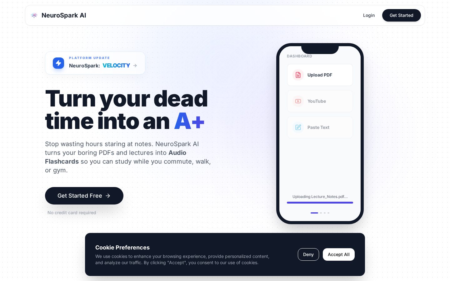 NeuroSpark AI Homepage