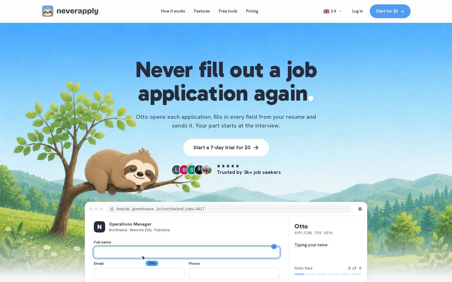 NeverApply.co Homepage