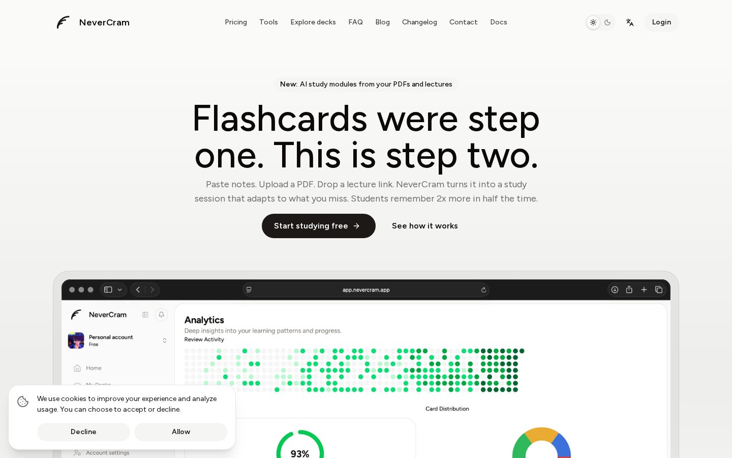 NeverCram Homepage