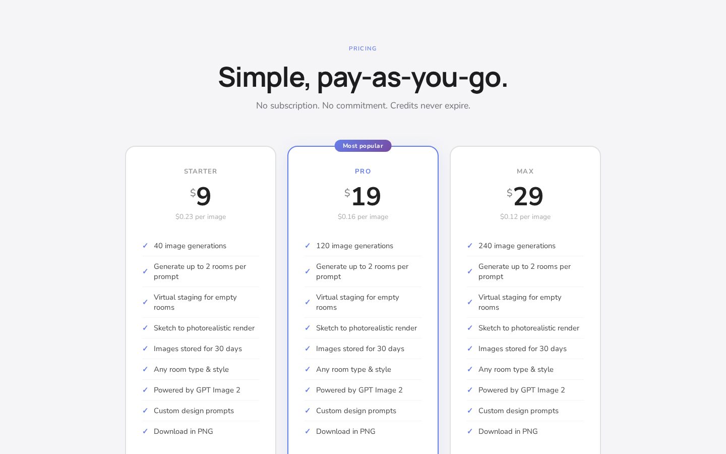 NewRoomAI Pricing