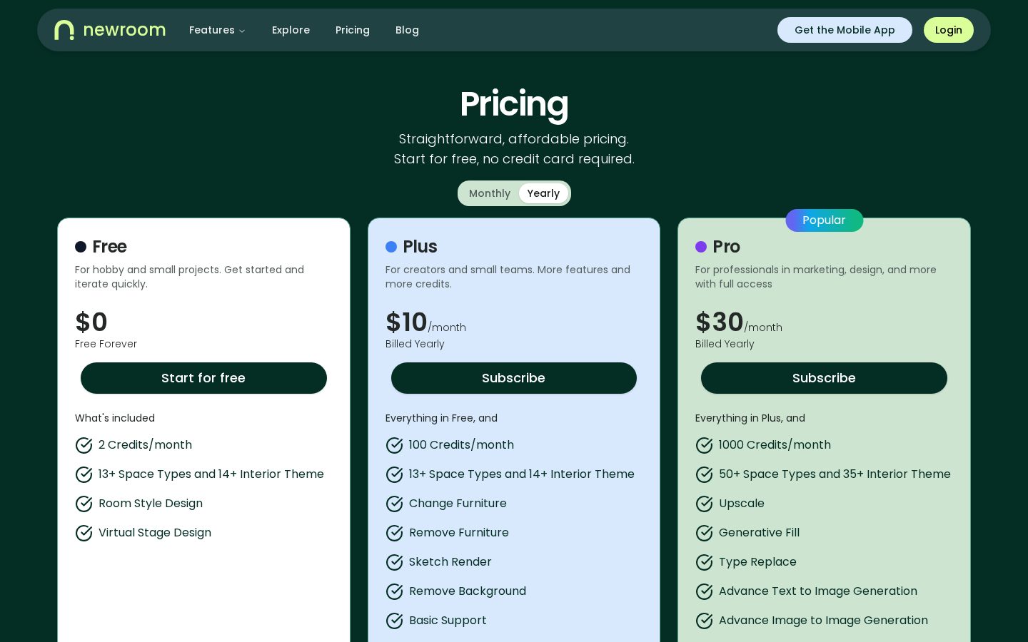 NewRoom.io Pricing