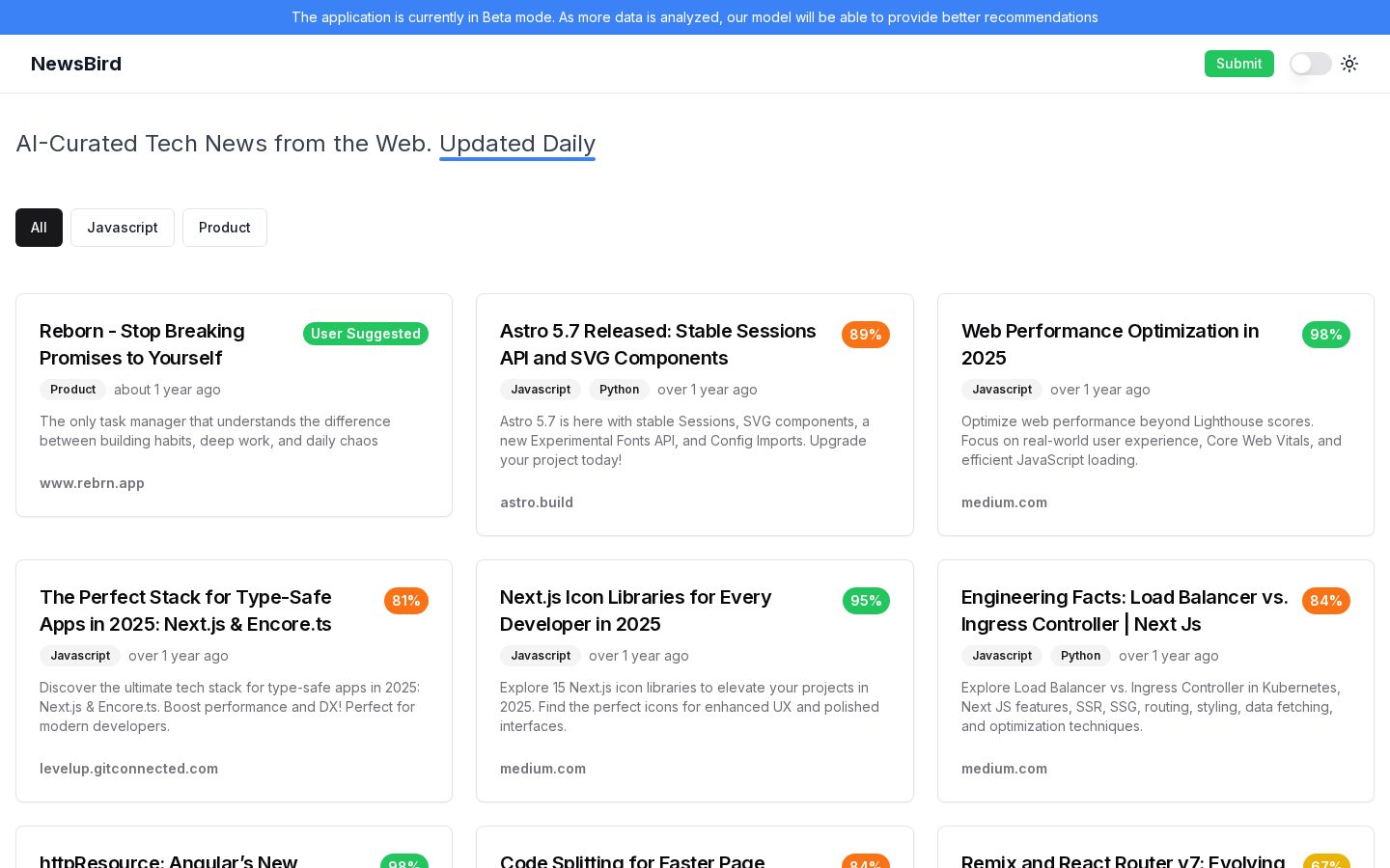 NewsBird Homepage