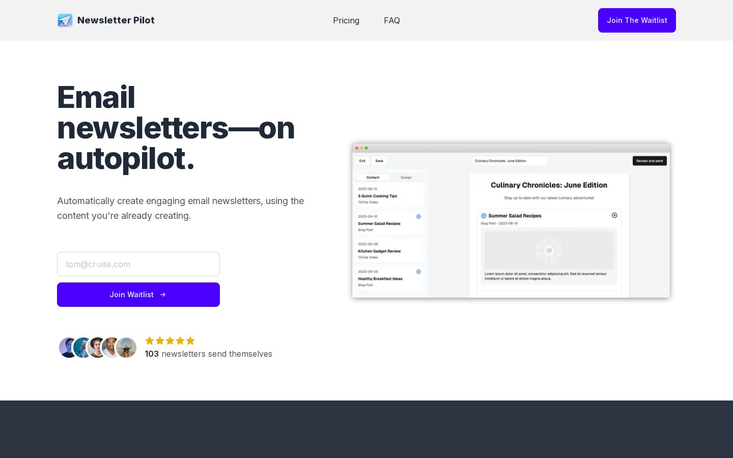 Newsletter Pilot Homepage
