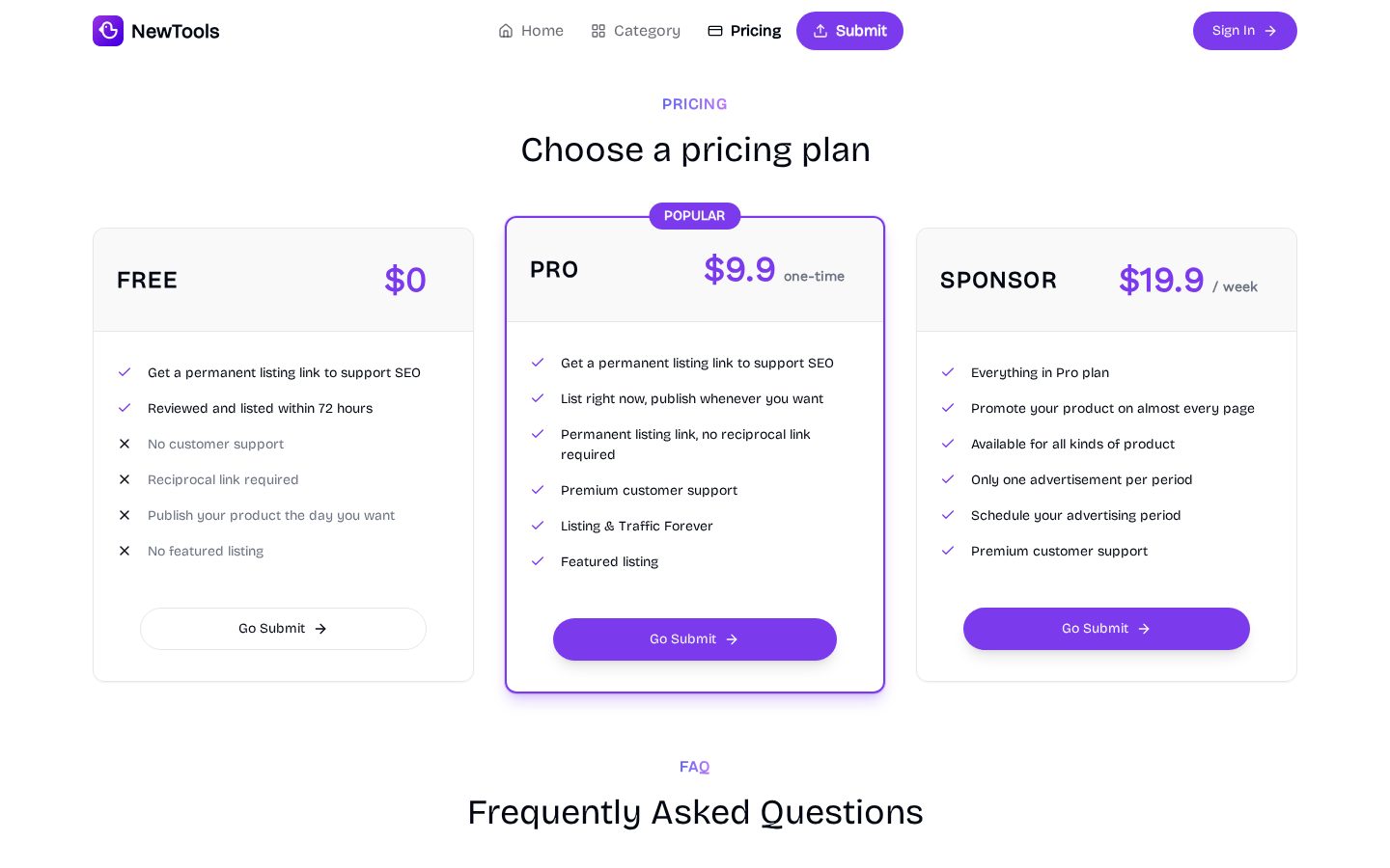 NewTools.site Pricing