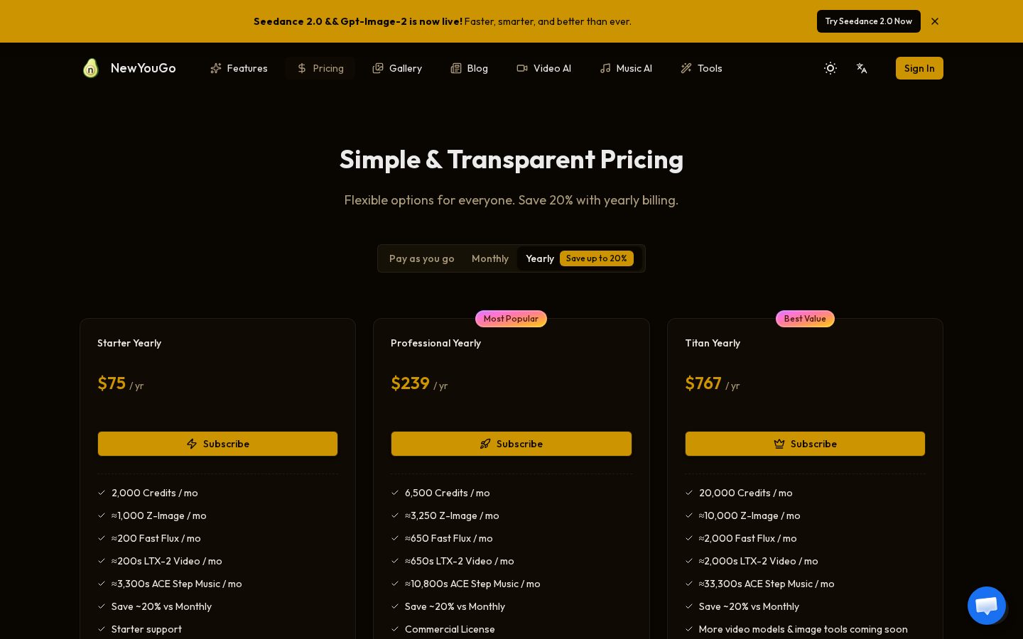 NewYouGo Pricing