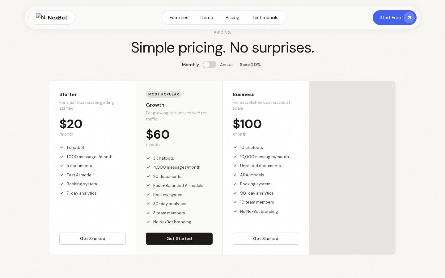 Nexbot Pricing