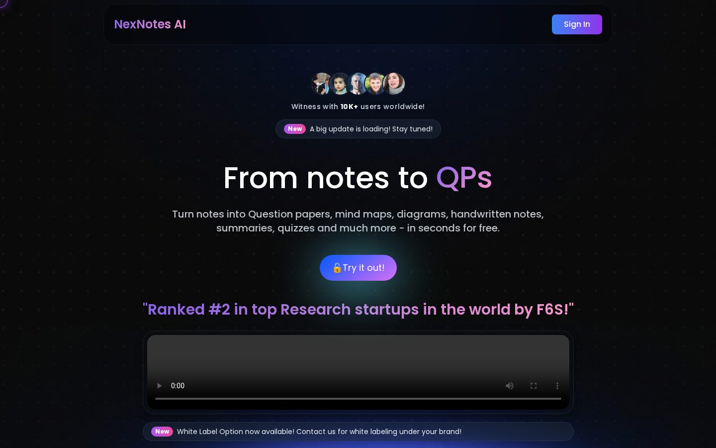 NexNotes AI Homepage