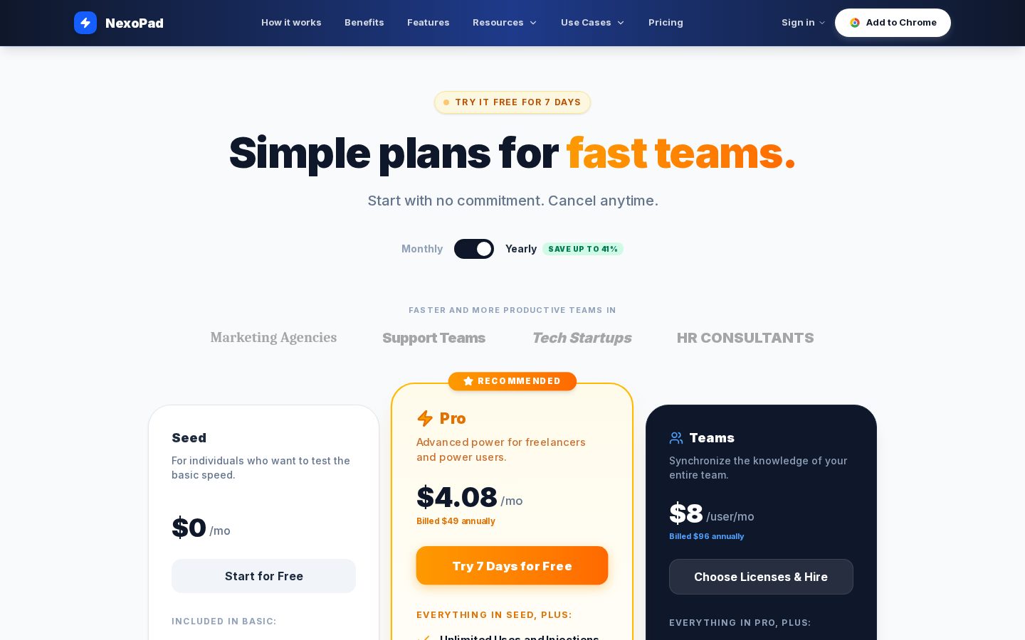 NexoPad Pricing