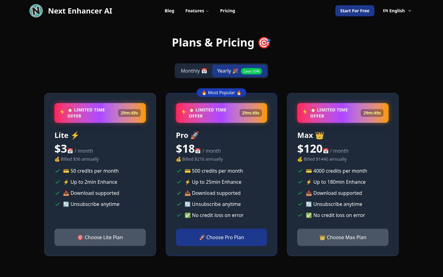 Next Enhancer AI Pricing