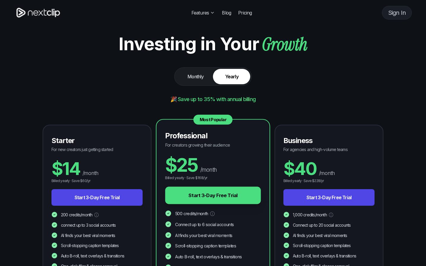 NextClip Pricing